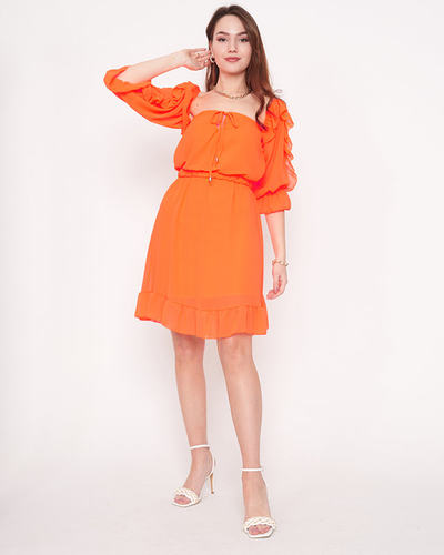 Robe espagnole fluo orange pour femme - Vêtements