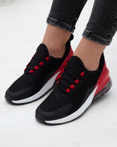 OUTLET Chaussures de sport pour femmes noires avec empiècement rouge Neterika - Footwear