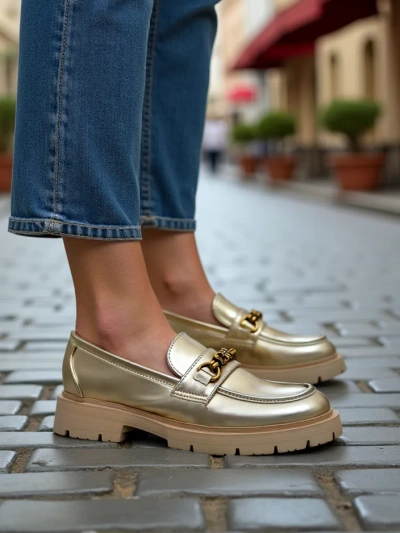 Mocassins Royalfashion pour femmes plaqués or Goldlove
