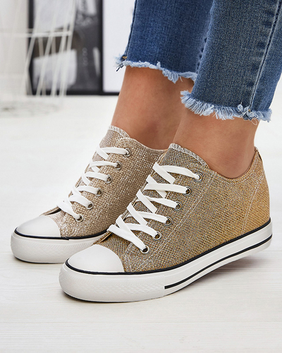 Baskets d'or pour femmes sur une ancre cachée avec fil brillant Seggat- Footwear