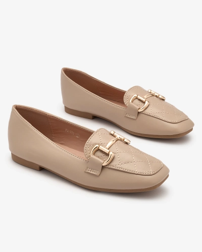 Royalfashion Mocassins matelassés pour femmes marron clair avec ornements dorés Wetifa
