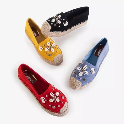 OUTLET Espadrilles jaunes pour femmes avec décoration Loranda - Chaussures