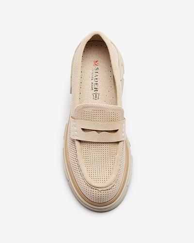 Mocassins ajourés beige pour femme sur une semelle solide Ejina - Footwear