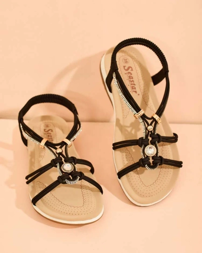 Royalfashion Sandales à zircon pour femme Solin