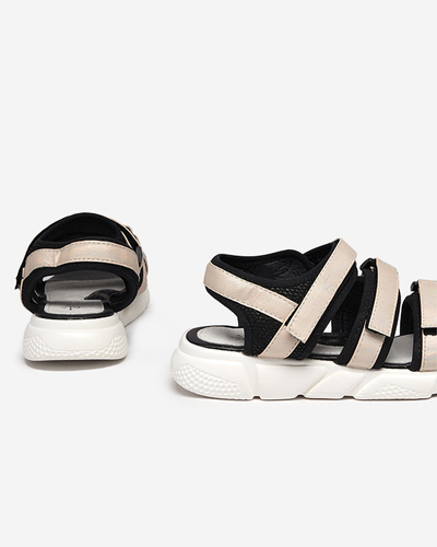 Sandales pour filles fermées par velcro en beige Mumin-Shoes