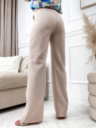 Pantalon beige à jambes larges pour femme - Vêtements