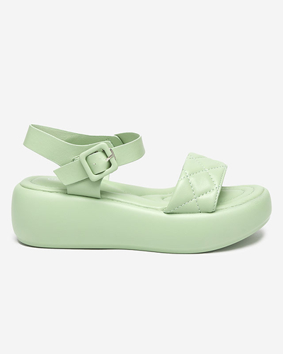 OUTLET Sandales compensées matelassées en cuir écologique pour femmes en vert Baloui. Chaussure