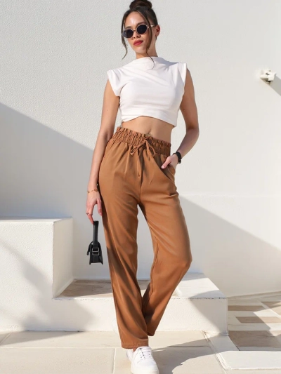 Royalfashion Pantalons en tissu simples pour femmes