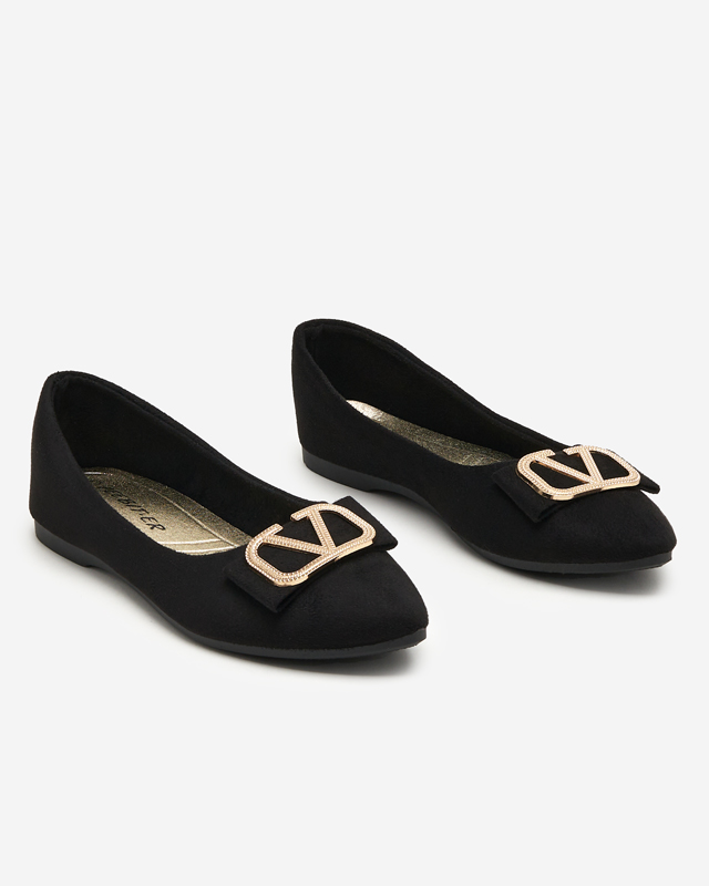 Ballerines noires pour femmes avec ornement sur le bout Cavo - Footwear