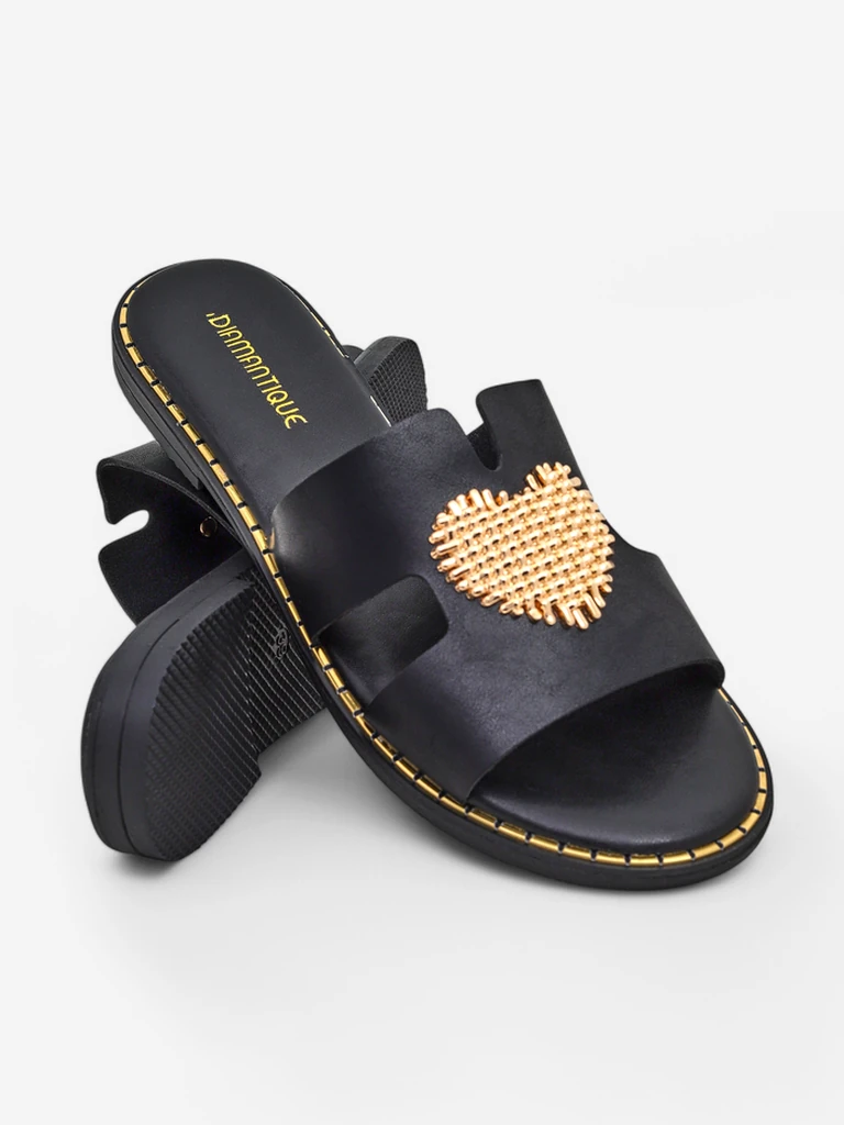 Royalfashion Tongs pour femmes avec un cœur Cœur d'or