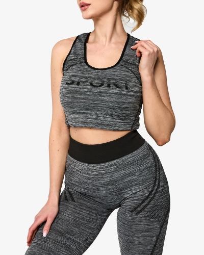 Ensemble de sport pour femme gris avec inserts noirs - Vêtements