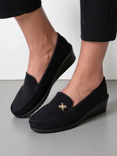 Royalfashion Mocassins pour femmes sur une petite semelle compensée Lomman