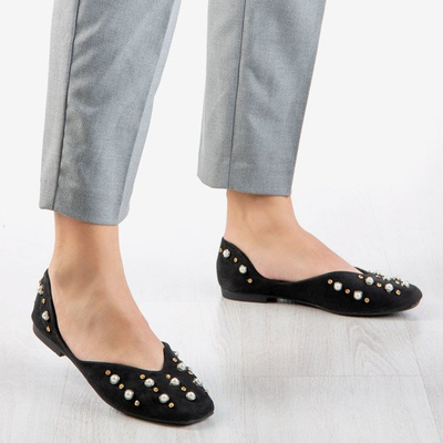 Ballerines noires pour femmes avec perles Emanossa - Chaussures 1