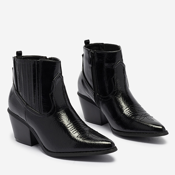 Santiags en cuir écologique noir sur tige basse Subin - Footwear