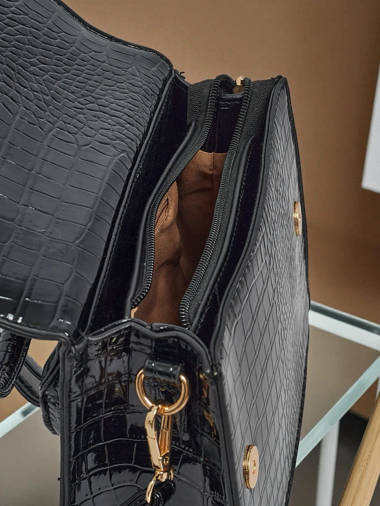 Petit sac à main verni pour femme en cuir écologique Veluna