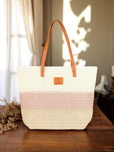 Royalfashion Grand Sac en Paille pour Femme à Rayures Larges
