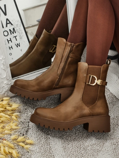 Bottines hautes pour femmes en cuir écologique Ovella