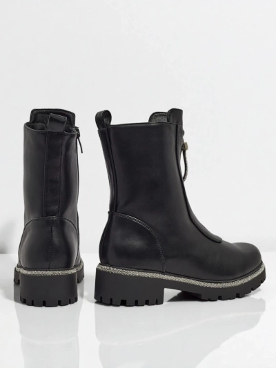 Bottines Luna Noires Élégantes en Cuir pour Femmes pour l'Automne