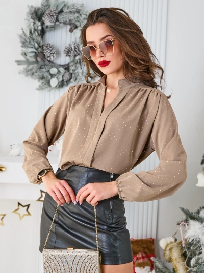 Royalfashion Chemise pour femme avec strass
