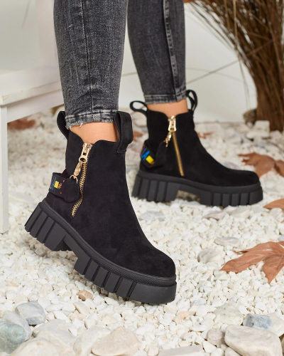 Royalfashion Bottes Poirop en éco-suède pour femme noir