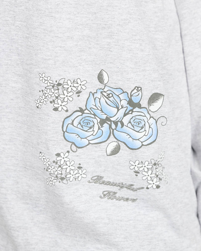 Pyjama pour femmes avec imprimé floral en gris-bleu TAILLE PLUS- Vêtements