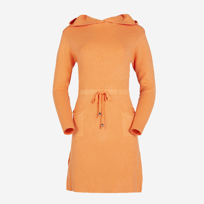 Robe pull à capuche femme orange - Vêtements
