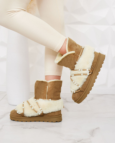 Royalfashion Bottes de neige pour femmes avec perles Cuvilav