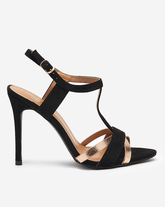 OUTLET Sandales noires pour femme à talon haut Isso-Shoes