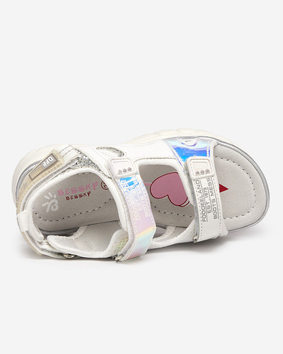 Sandales pour enfants blanches et argentées avec empiècements colorés Murino - Footwear