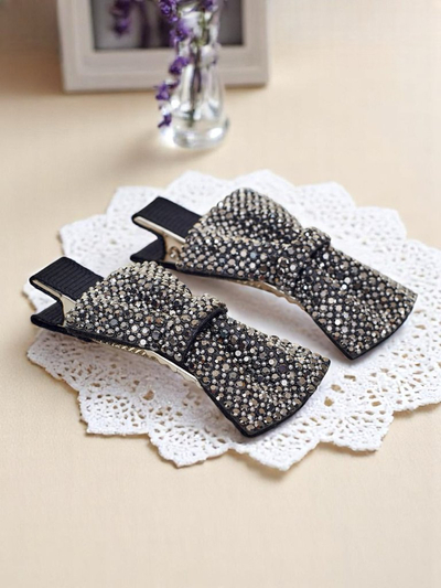 Royalfashion Lot de 2 barrettes avec nœuds et strass Isadora