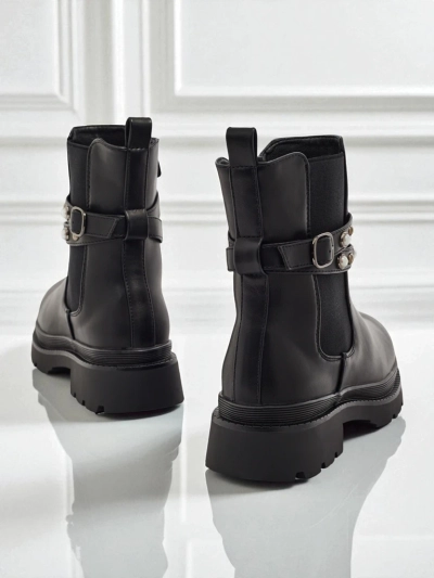 Bottines montantes pour femmes en cuir écologique Pearl Mist