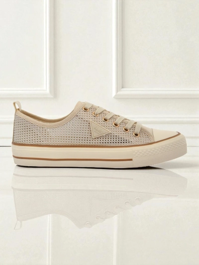 Aurelia Beige - baskets en tissu pour femmes sur semelle plate de 3 cm