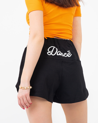 Short court femme noir avec inscription - Vêtements
