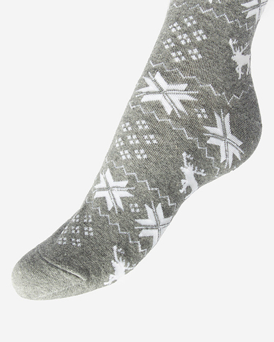 Chaussettes montantes de Noël en gris clair pour femmes- Sous-vêtements