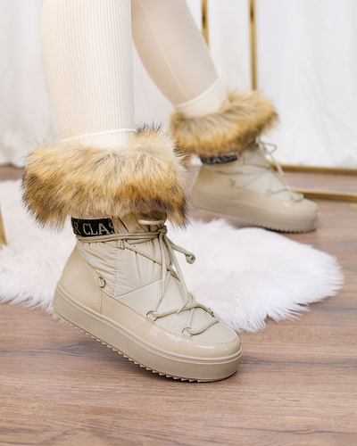 Royalfashion Beige slip-on boots a'la snow boots for women Gomllo
