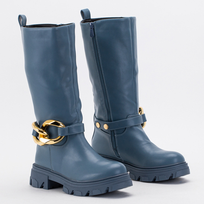 Bottines pour femmes bleues avec une chaîne Helisa - Chaussures
