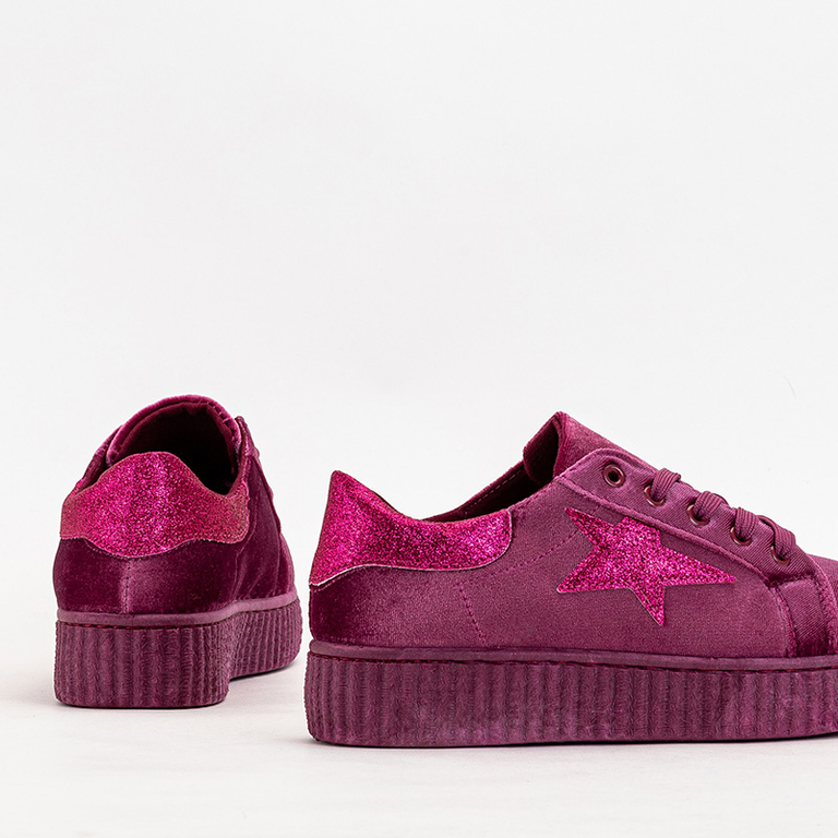 Baskets en velours femme fuchsia Estreni- Shoes