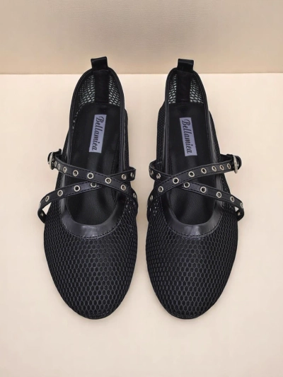 Ballerines Royalfashion Arethusa Nero en mesh à talon plat