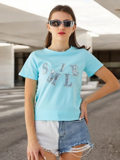 Blouse en coton Royalfashion pour femmes avec l'inscription