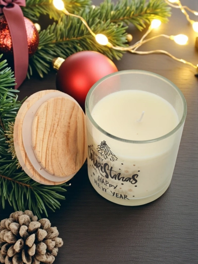 Bougie parfumée de Noël Joyeux Noël Bonne Année