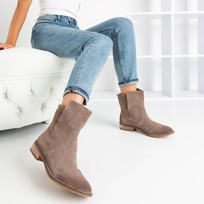 OUTLET Boots femme gris clair à talons plats Judetta - Chaussures