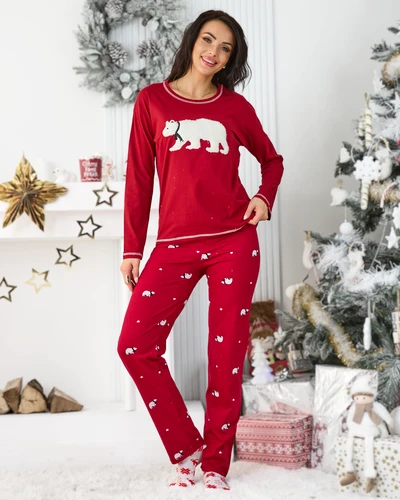 Pyjamas en coton pour femmes Royalfashion Noël avec ours polaire