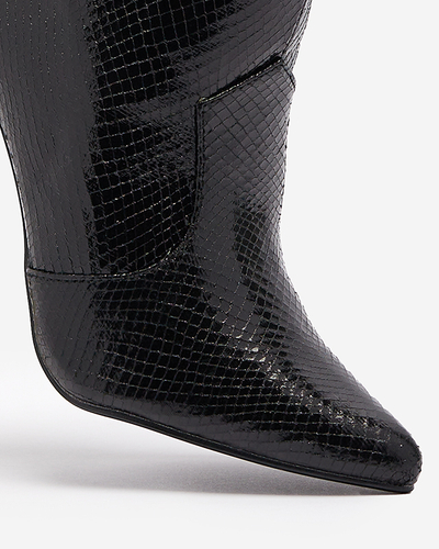 Bottes à talons aiguilles noires avec gaufrage Meshlia - Chaussures