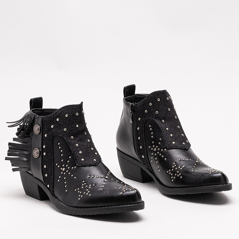 Bottines pour femmes noires avec jets et franges Sharon - Footwear