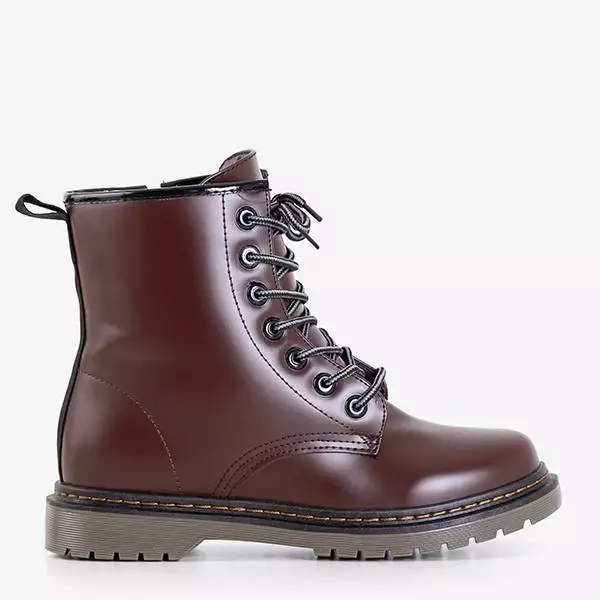 OUTLET Bottines en éco-cuir marron foncé pour femmes Lesita - Chaussures