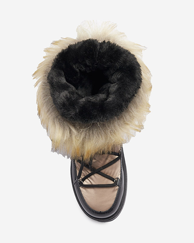 Bottes de neige laquées pour femmes de couleur or-rose Fursav- Footwear