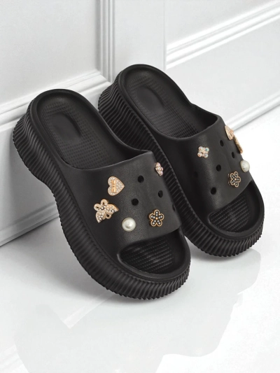 Royalfashion Tongs en caoutchouc pour femmes avec décorations Slash Glam