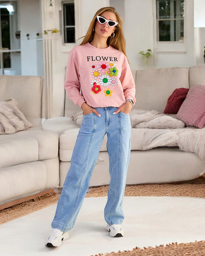 Royalfashion Sweat-shirt en coton à imprimé fin pour femme