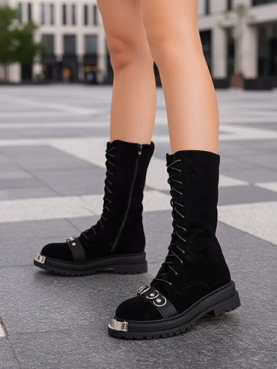 Royalfashion Bottes à lacets pour femmes Werces