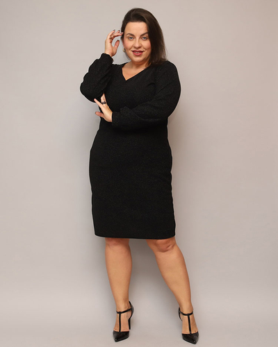 Royalfashion Robe pailletée pour femme avant le genou en noir PLUS SIZE